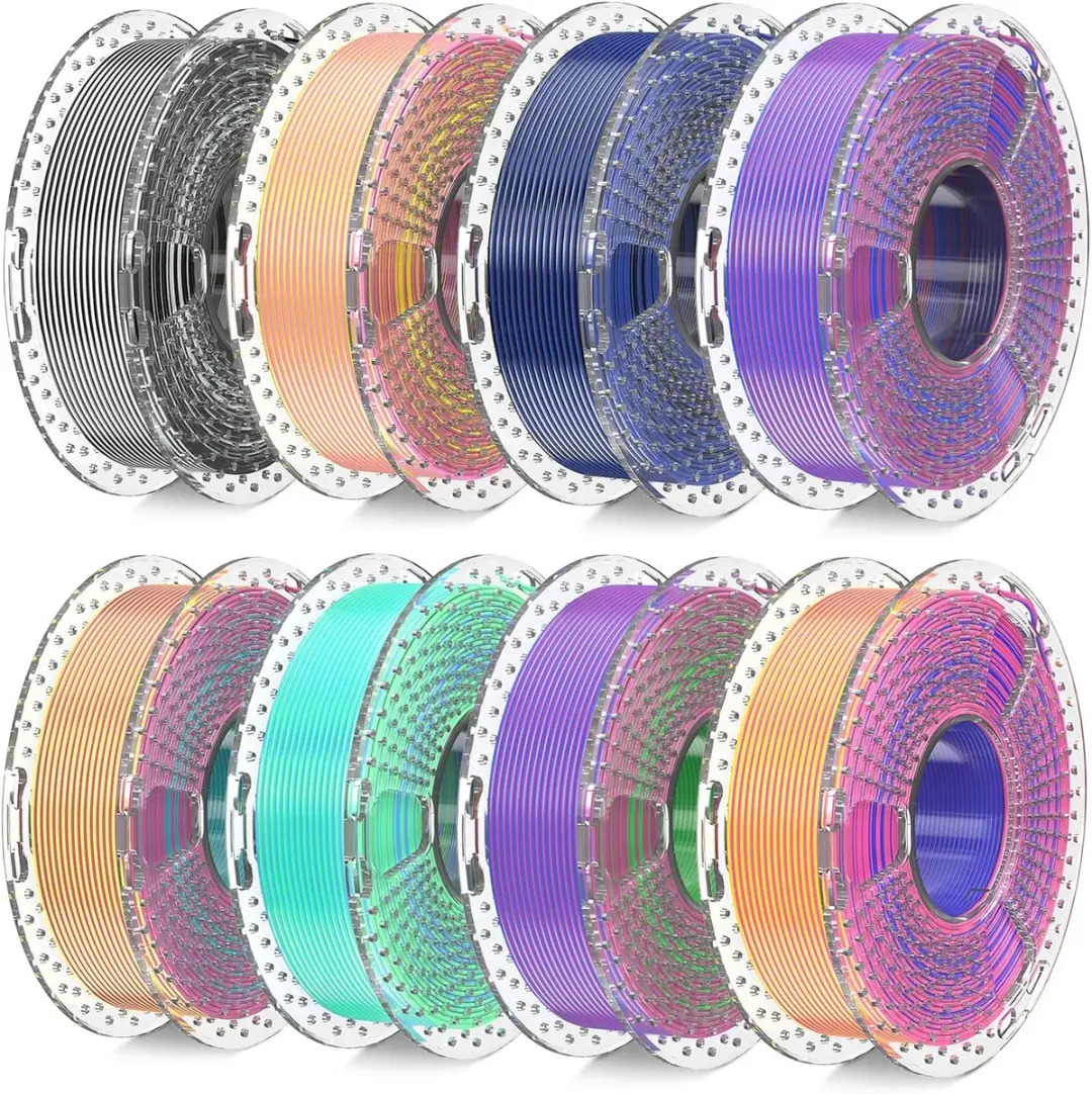 Silk PLA+ set van 8 filamenten voor 3D-printers