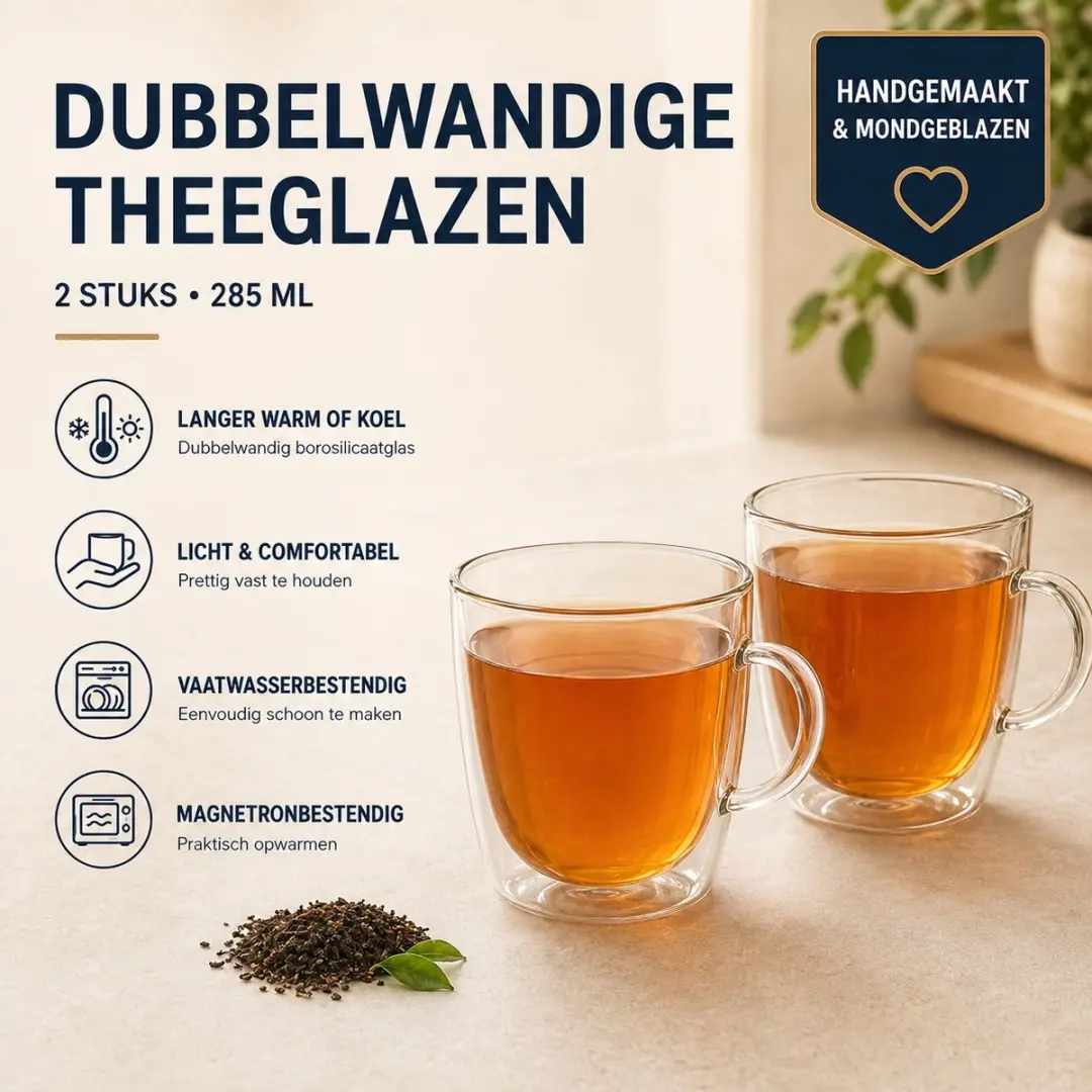 SILVERCREST Dubbelwandige Theeglazen 285ml - 2 Stuks