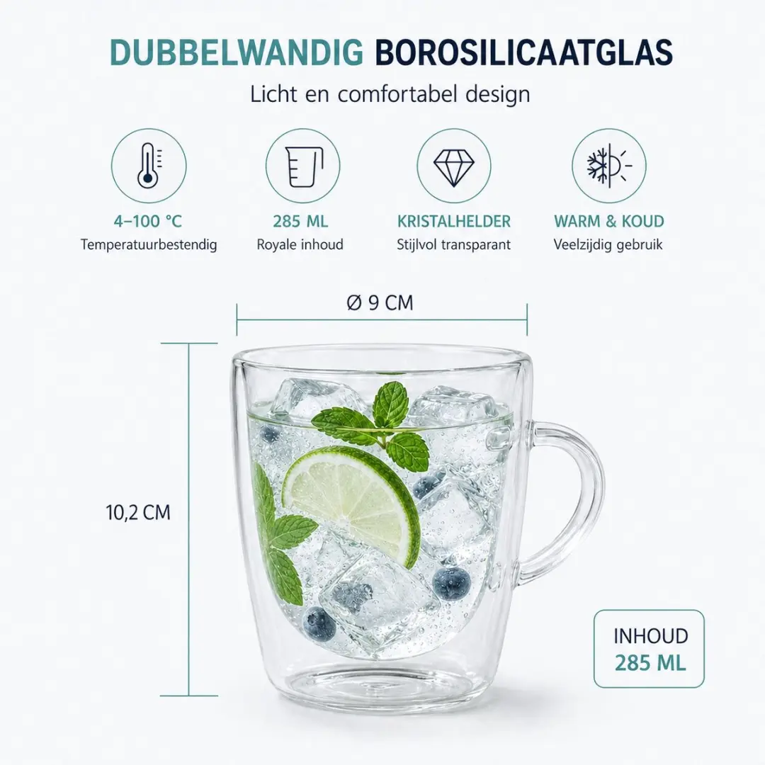 SILVERCREST Dubbelwandige Theeglazen 285ml - 2 Stuks