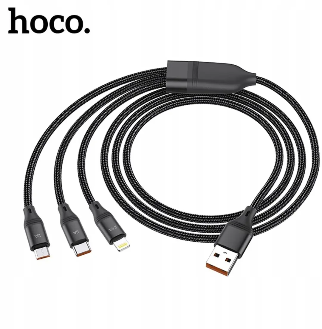 Hoco U104 3-in-1 Kabel 6A - Blauw