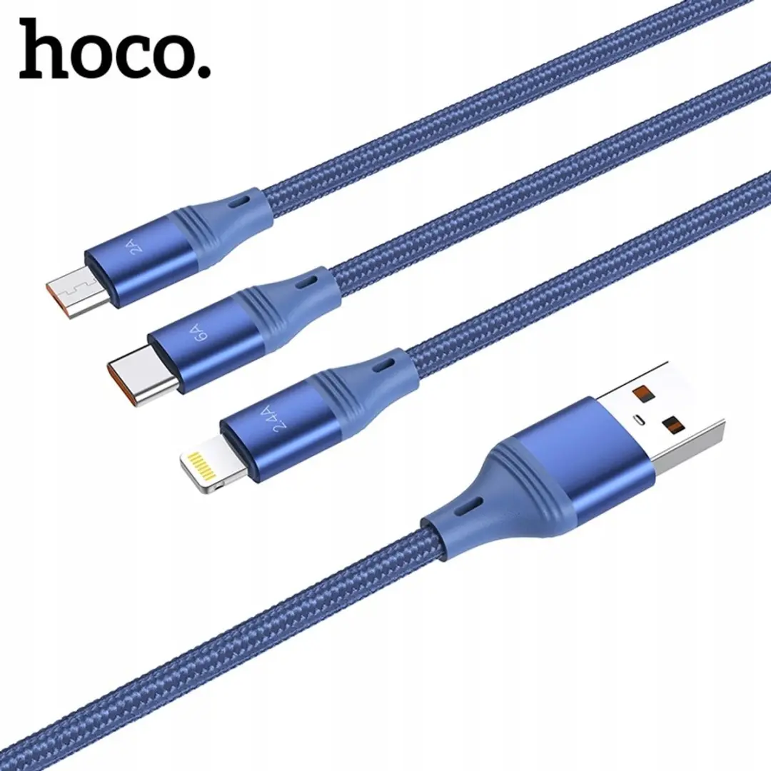 Hoco U104 3-in-1 Kabel 6A - Blauw