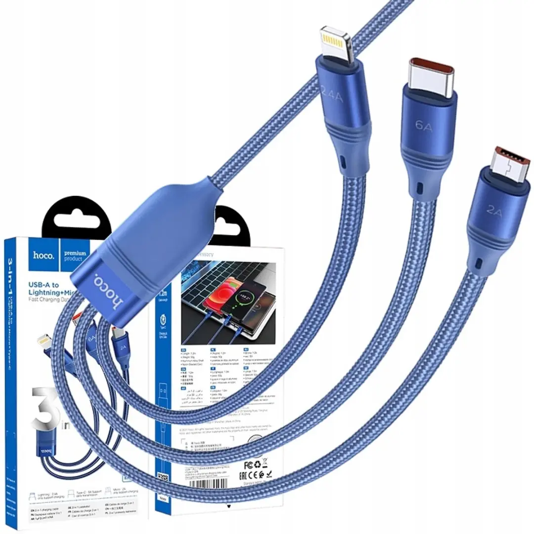 Hoco U104 3-in-1 Kabel 6A