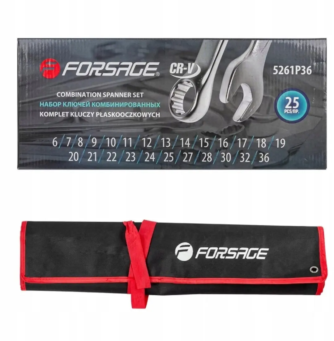 Forsage Ring- en Steeksleutelset 6-36mm - 25 Stuks