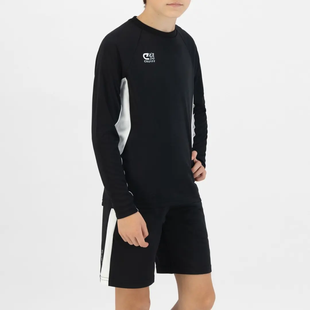 Cruyff Turn Tech LS Shirt Junior 152 - Zwart/Wit