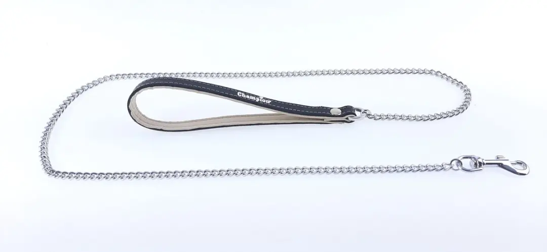 Champion Hondenriem Ketting 110cm - Lederen Handvat