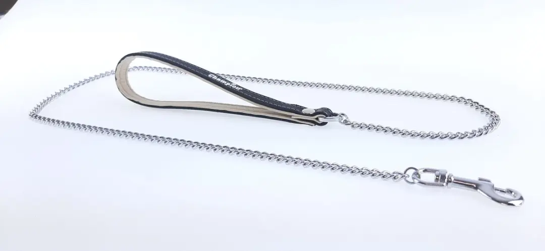 Champion Hondenriem Ketting 110cm - Lederen Handvat