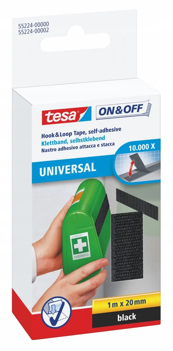Tesa Zelfklevend Klittenband 3x 1m x 20mm - Zwart
