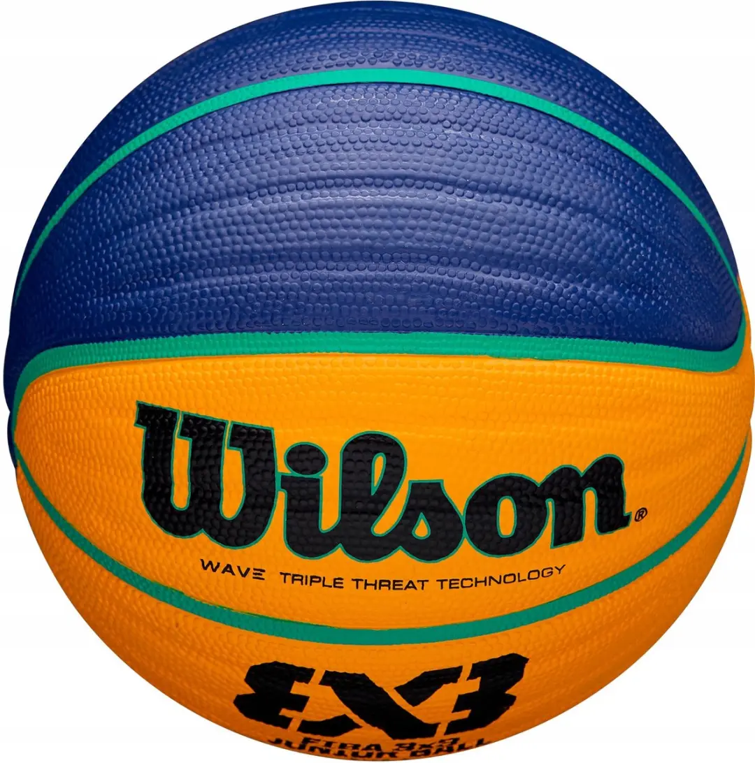Wilson 3x3 FIBA Junior Basketbal Maat 5 - Blauw/Geel - afbeelding 6 van 6