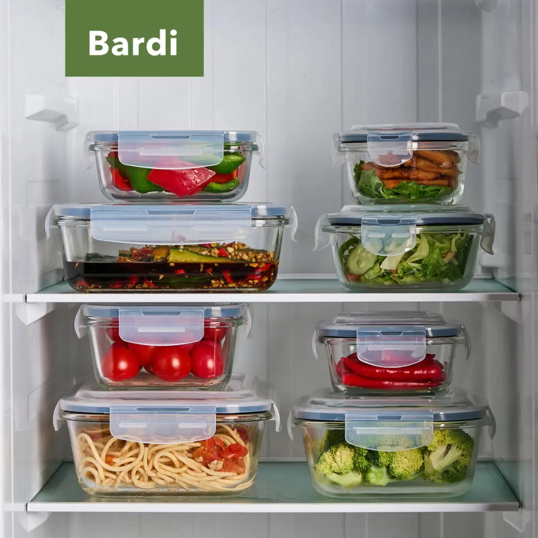 Bardi Glazen Vershoudbakjes 9-delig - Luchtdicht & Ovenbestendig