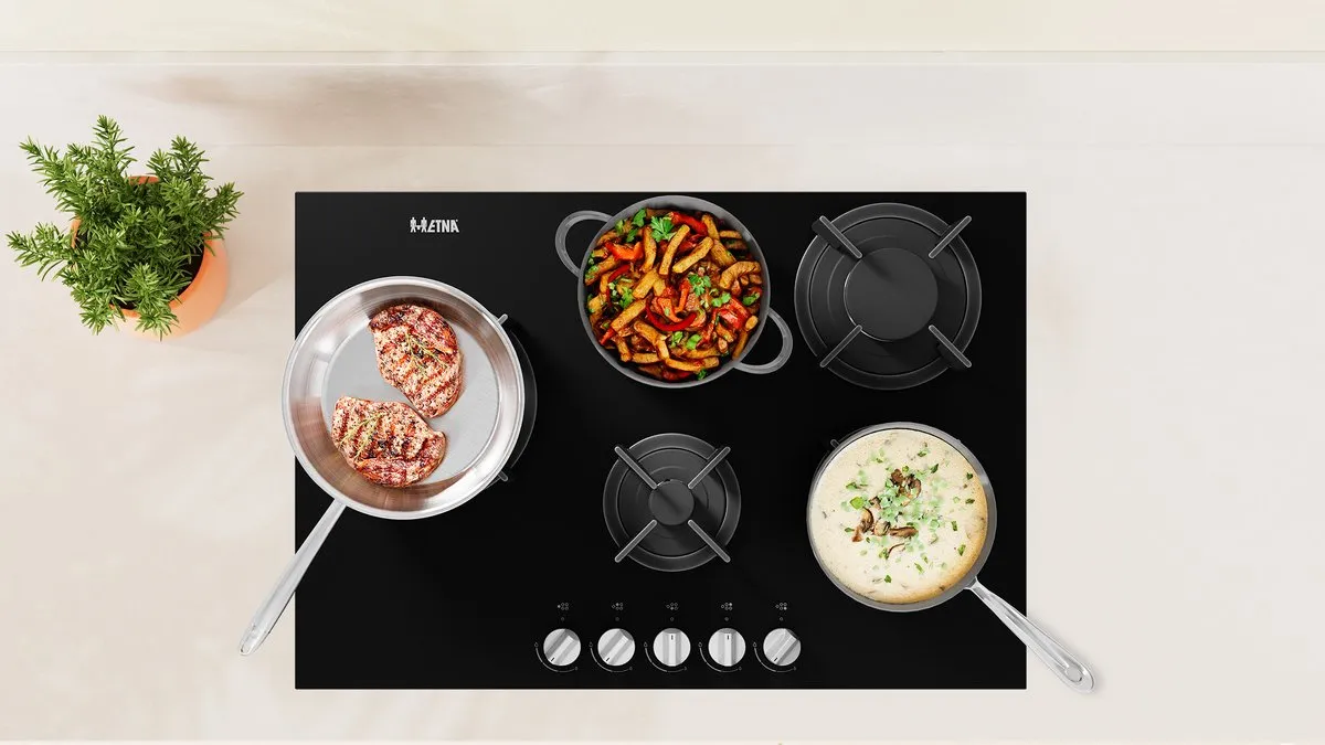 Etna KGG870ZTA Gaskookplaat 75cm - 5 Zones - Zwart