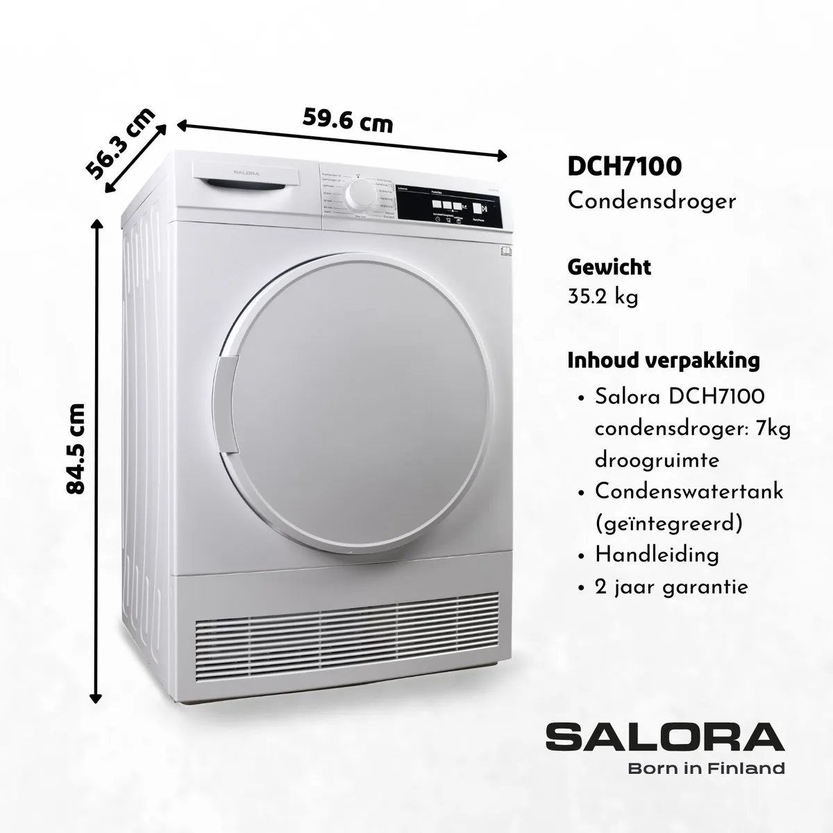 Salora DCH7100 Condensdroger 7kg - Wit