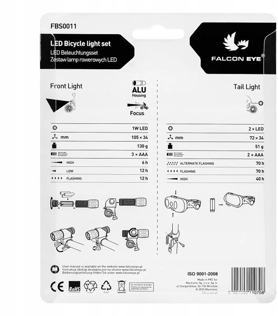 Falcon Eyes JOYRIDE FBS0011 Fietslamp Set - Voor & Achter - Zwart