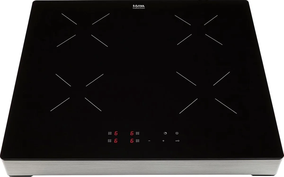 Etna KIV164RVS Inductiekookplaat 4 Zones - 3,7kW - Zwart Glas