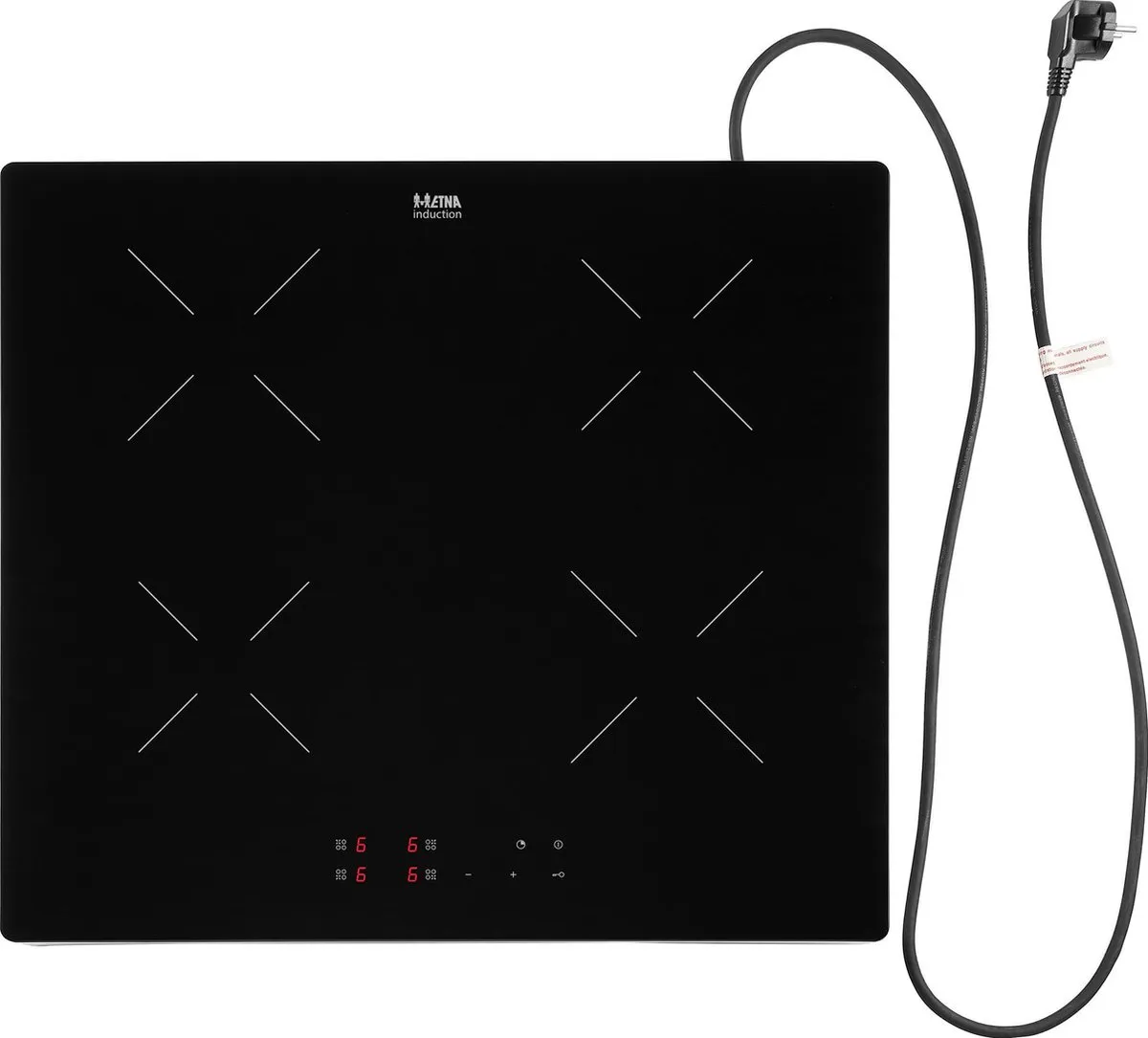 Etna KIV164RVS Inductiekookplaat 4 Zones - 3,7kW - Zwart Glas - afbeelding 6 van 6