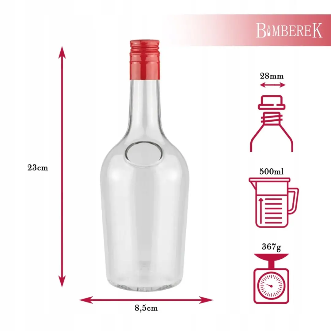 Gloria Glasfles 500ml - 5 Stuks - Transparant