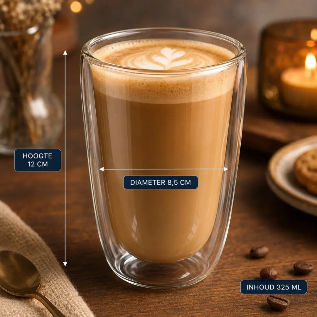 SilverCrest Dubbelwandige Cappuccinoglazen 325ml - 3 Stuks
