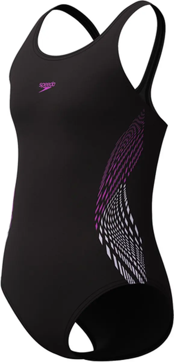 Speedo Placement Muscleback Meisjes Sportbadpak 140 - Zwart/Roze