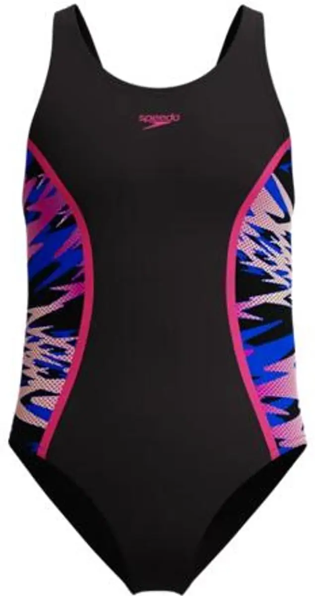 Speedo Hyperboom Splice Muscleback Meisjes Badpak 140 - Zwart/Roze