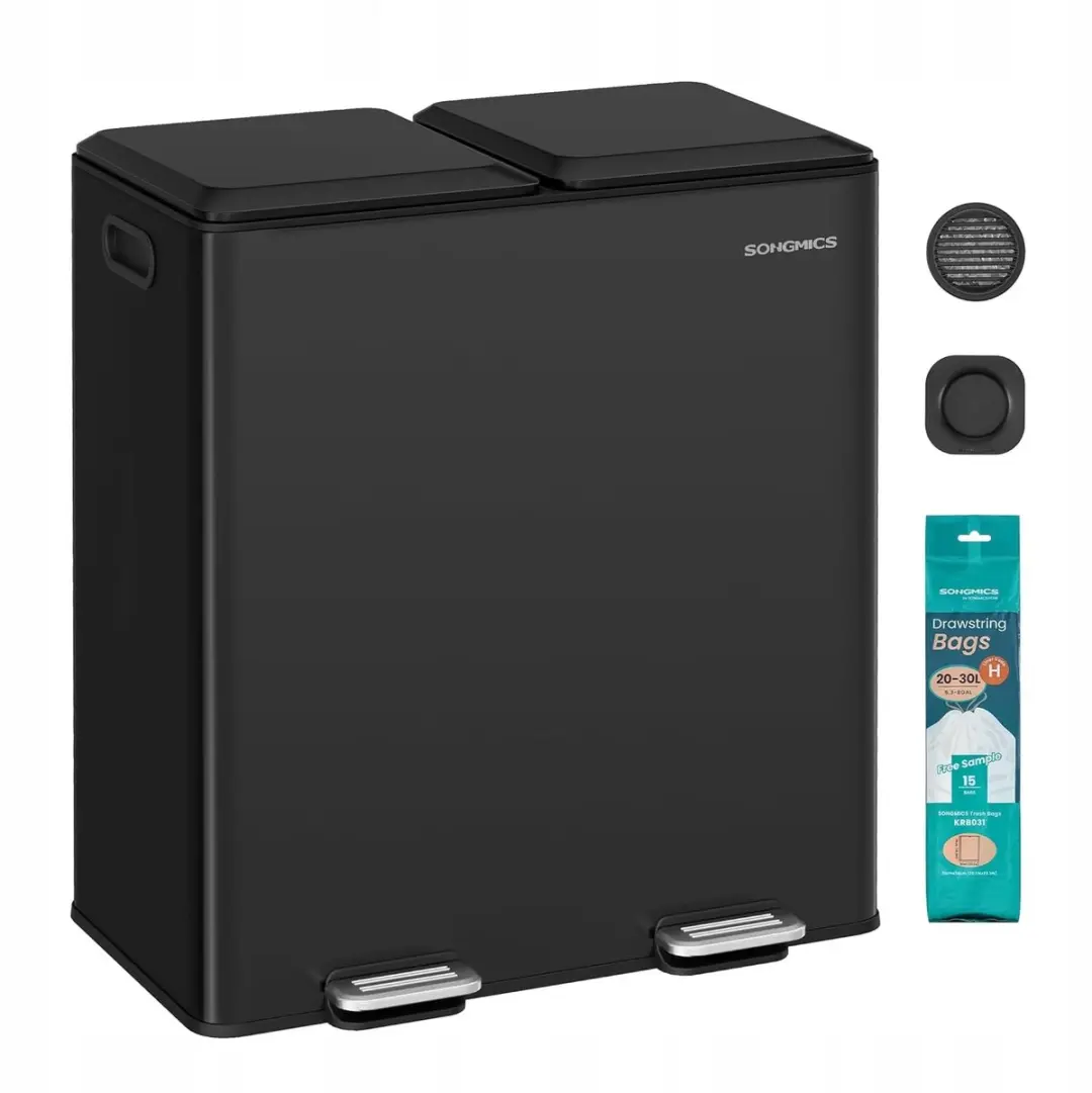 Songmics Dubbele Prullenbak 60L