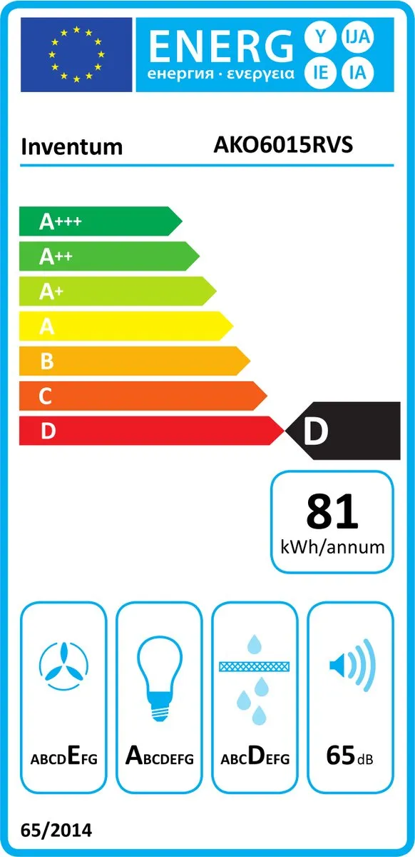 Inventum AKO6015RVS Onderbouw Afzuigkap 60cm - 350m³/h - 3 standen - RVS