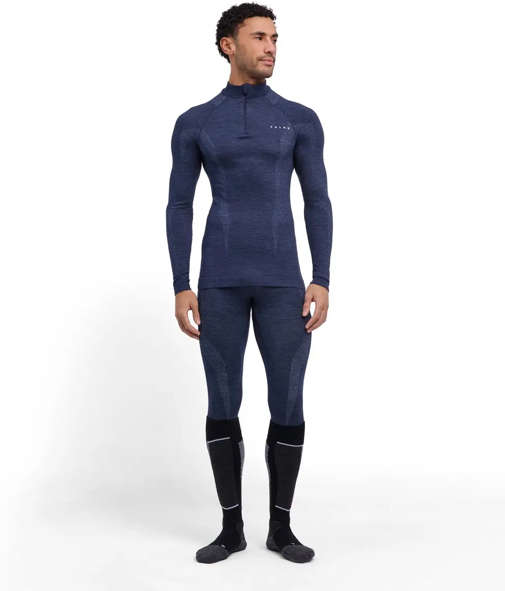 Falke Wool-Tech Zip Neck Shirt - XXL - Blauw