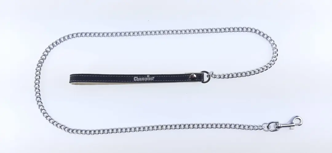 Champion Hondenlijn Ketting 1.1m - Chroom & Leer
