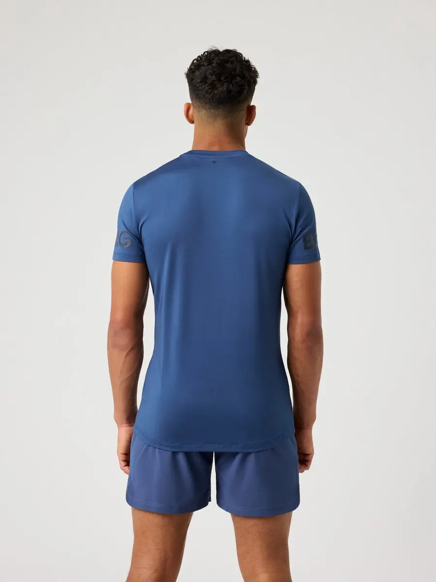 Björn Borg Heren Sportshirt Korte Mouw S - Blauw - Gerecycled Polyester