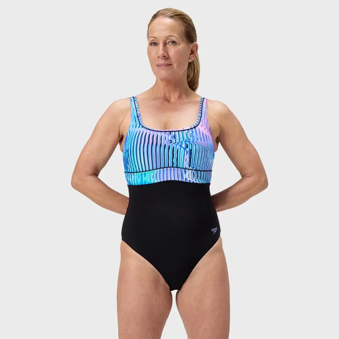 Speedo New Contour Eclipse Badpak Dames - Maat 46 - Zwart/Blauw