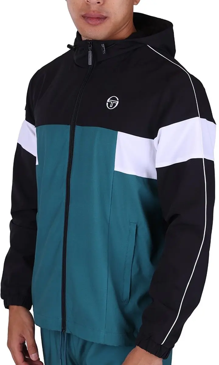 Sergio Tacchini Caspio Trainingsjack ST-41432-2052 - L - Zwart/Groen
