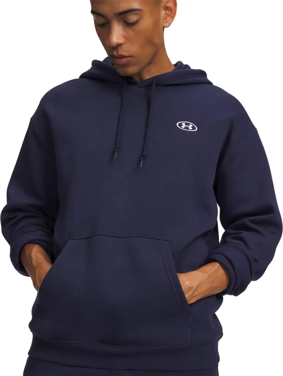 Under Armour UA Rival Flc Hoodie Heren - M - Donkerblauw/Wit