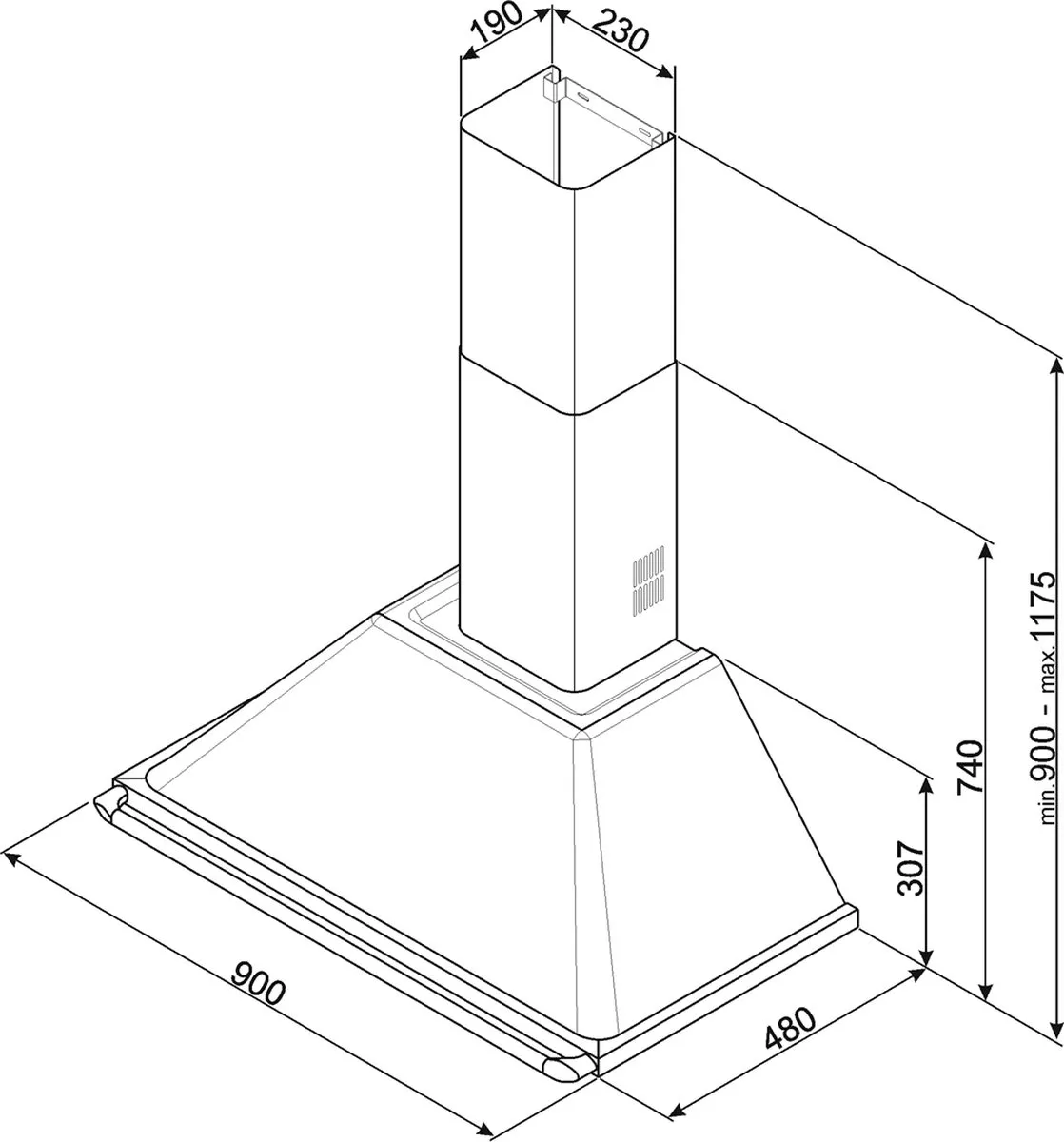 SMEG KT90BLE - Afzuigkap - Wandschouw - 90 cm - Zwart