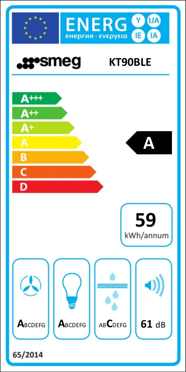 SMEG KT90BLE - Afzuigkap - Wandschouw - 90 cm - Zwart