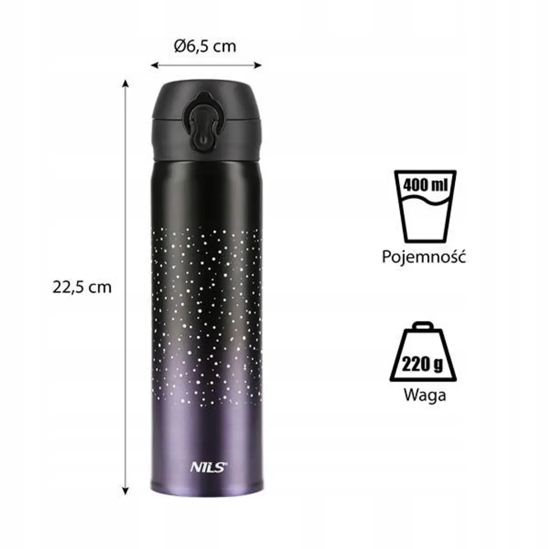 Nils Thermosbeker Kind 450ml RVS - Zwart/Paars