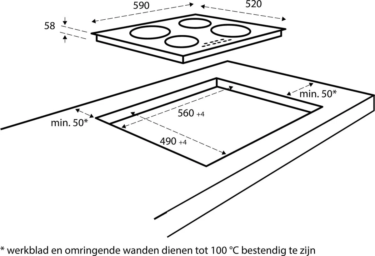 Inventum IKI6008MAT Inbouw Inductiekookplaat 4 Zones - Mat Zwart - afbeelding 6 van 6
