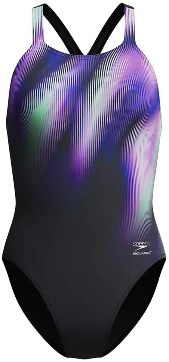 Speedo END+ Powerback Badpak Dames - 42 - Zwart/Paars/Groen
