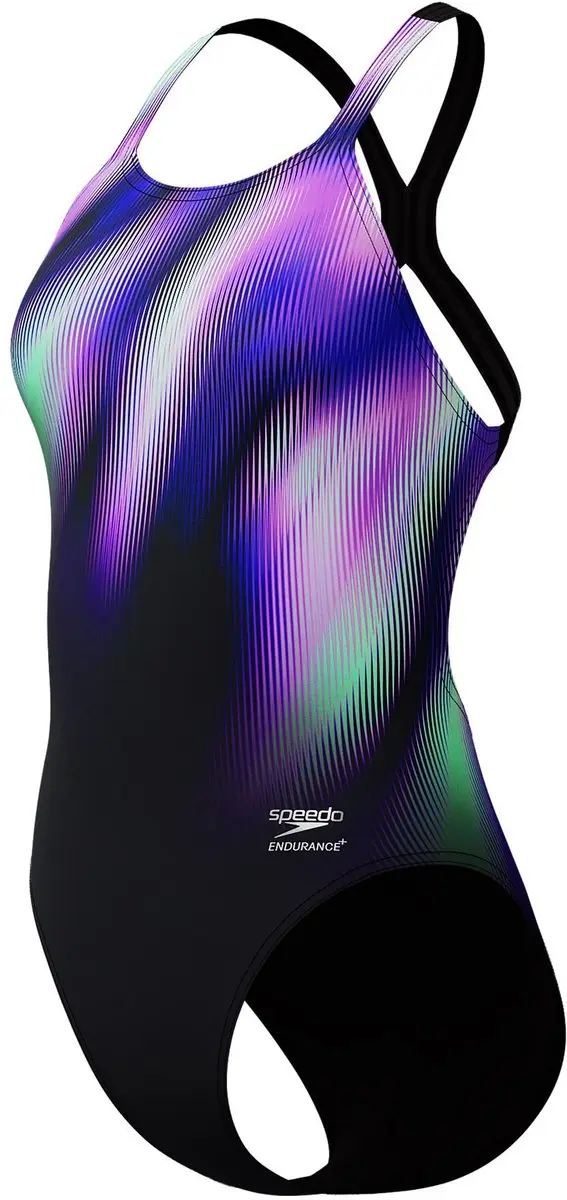 Speedo END+ Powerback Badpak Dames - 42 - Zwart/Paars/Groen