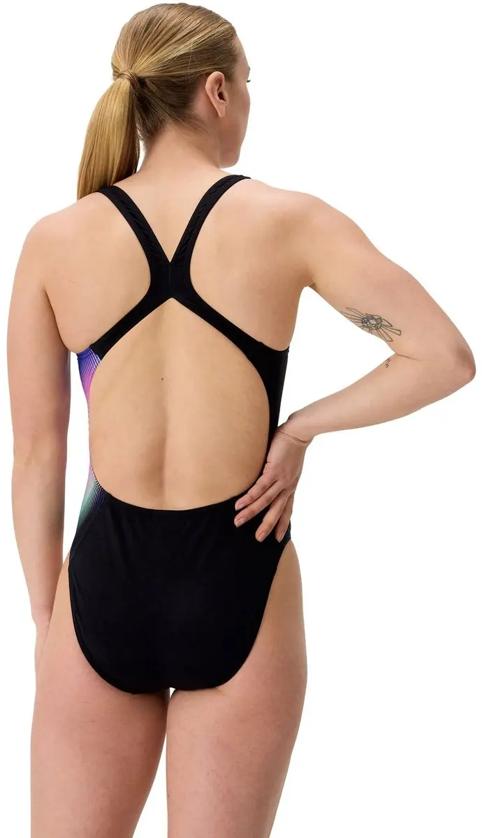 Speedo END+ Powerback Badpak Dames - 42 - Zwart/Paars/Groen