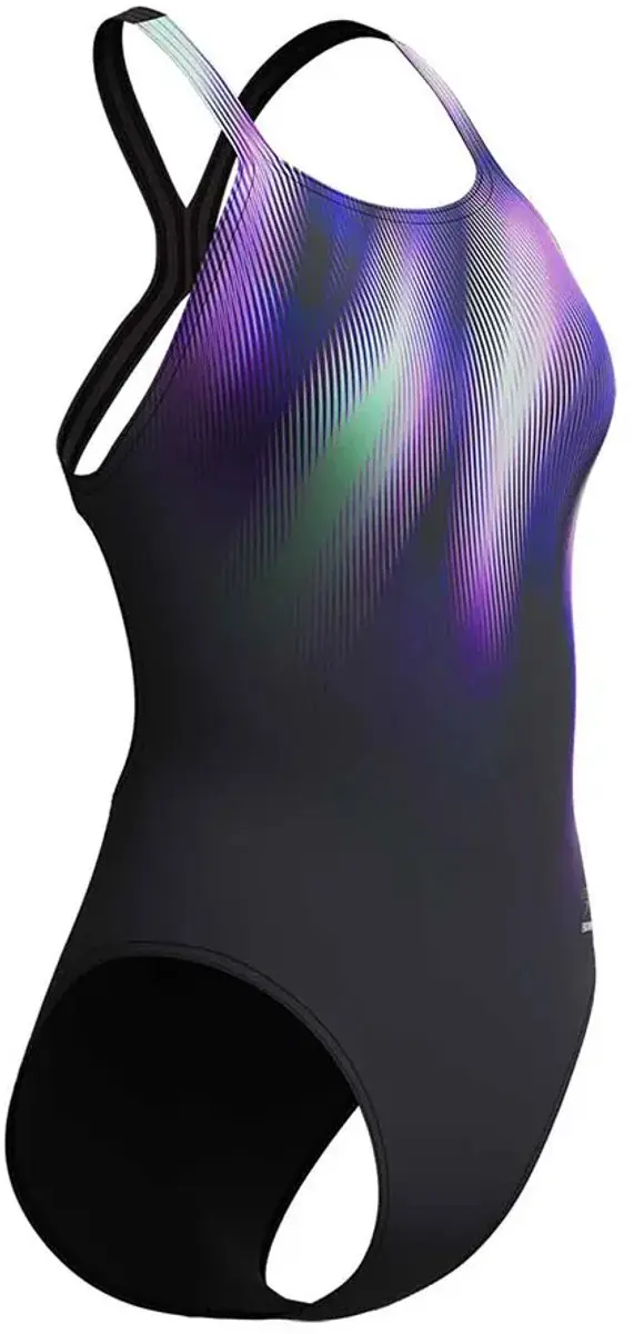 Speedo END+ Powerback Badpak Dames - 42 - Zwart/Paars/Groen
