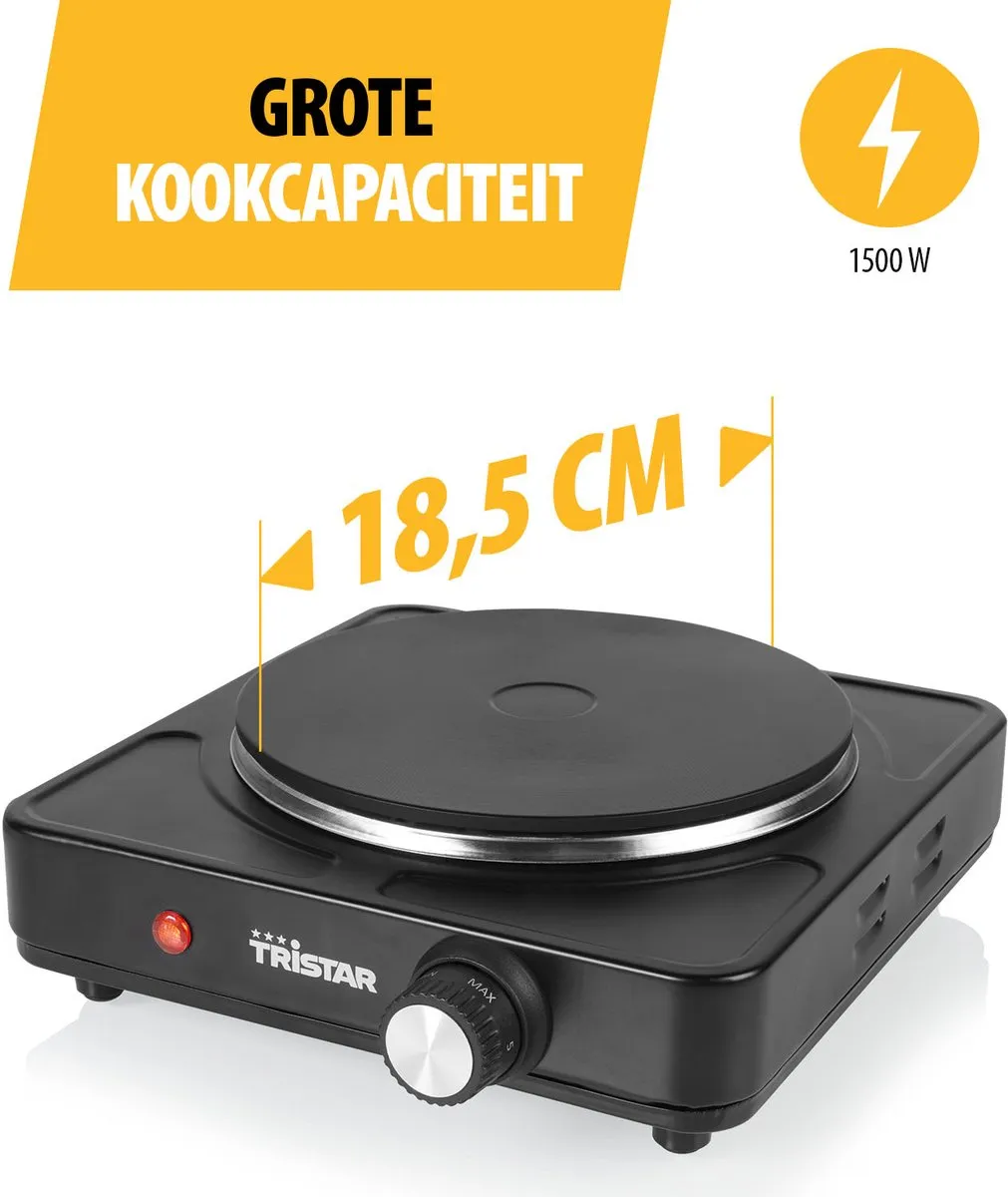 Tristar KP-6151 Elektrische Kookplaat 1500W - Zwart