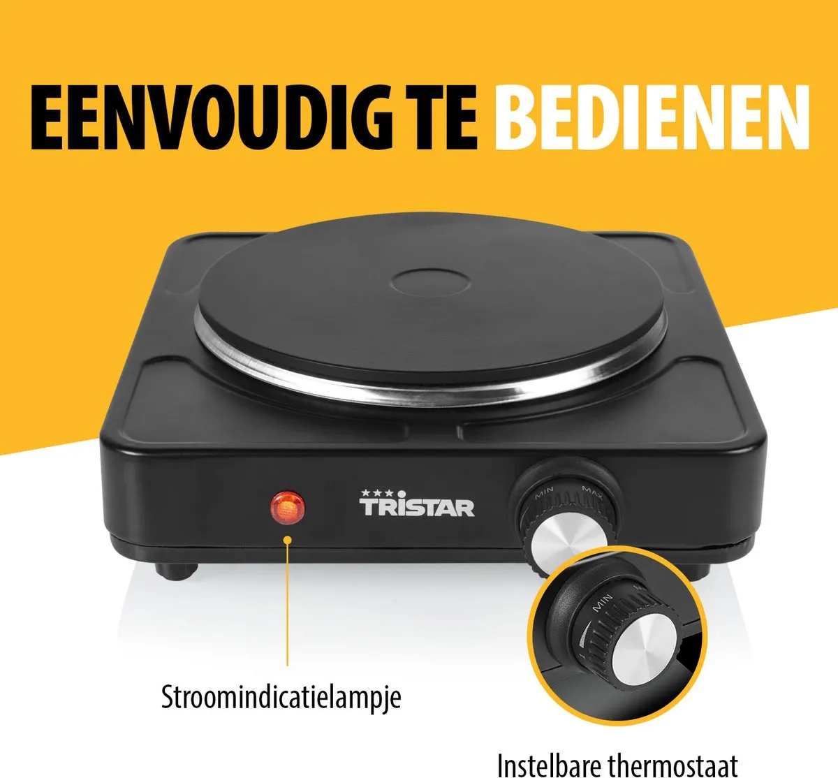 Tristar KP-6151 Elektrische Kookplaat 1500W - Zwart
