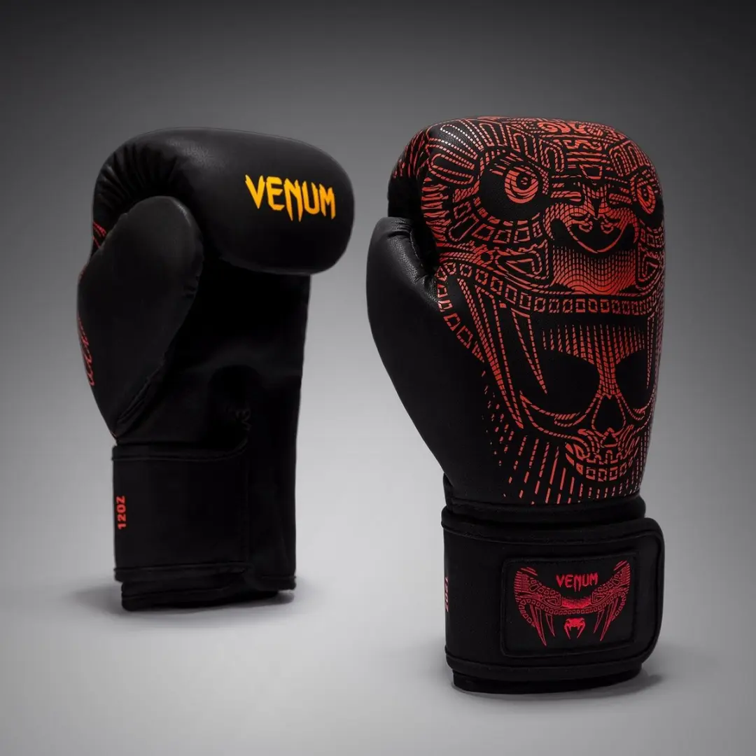 Venum Quetzal Fury Bokshandschoenen 16 OZ - Zwart/Rood/Mandarijn