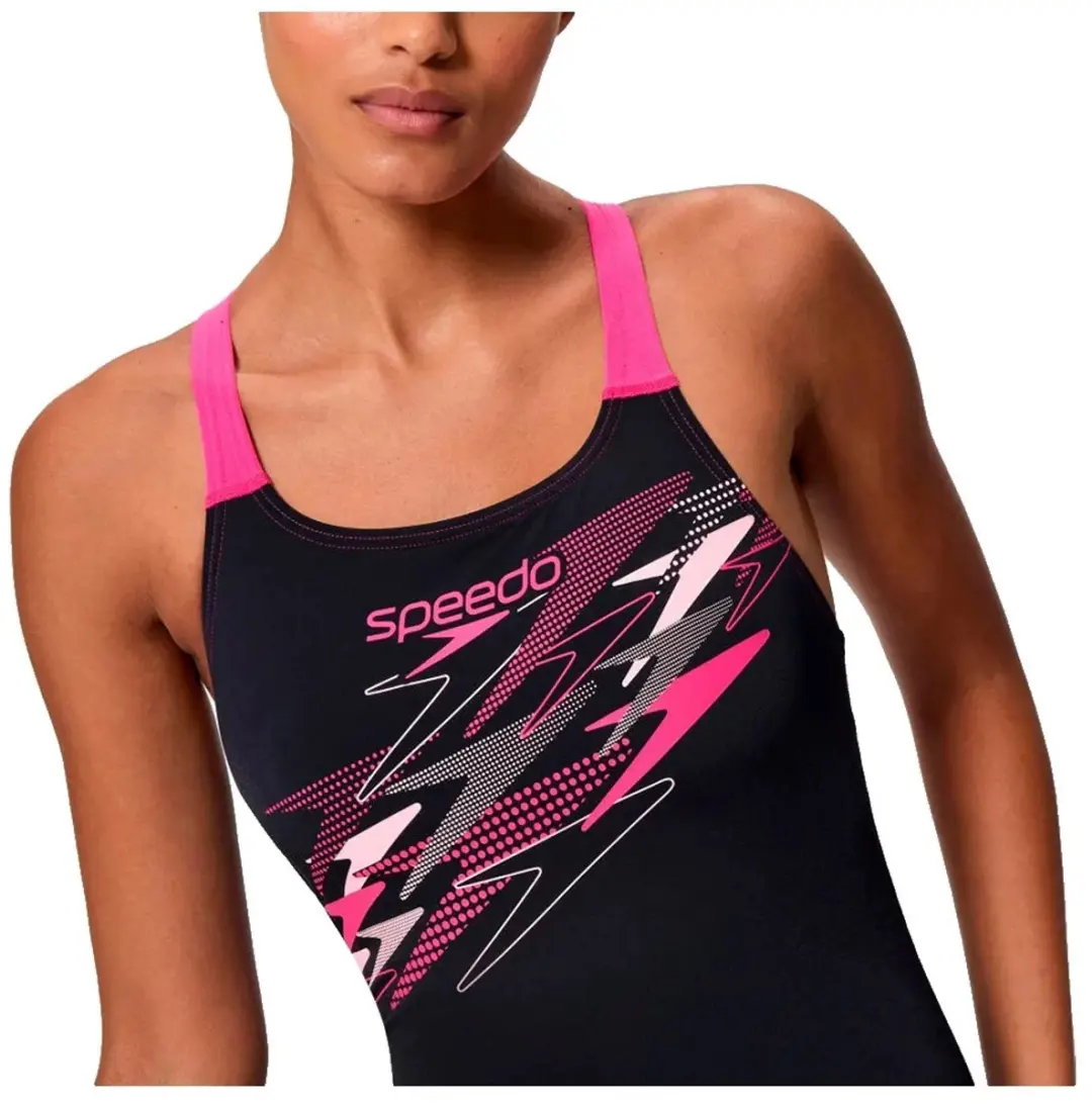 Speedo Medley Logo Medalist Zwempak Dames - One Size - Zwart/Roze