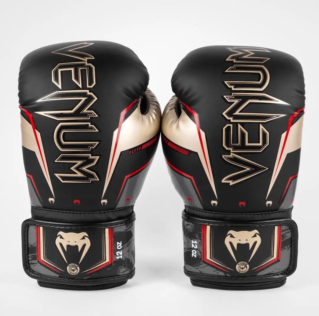 Venum Elite Evo Bokshandschoenen 14 oz - Zwart/Goud/Rood