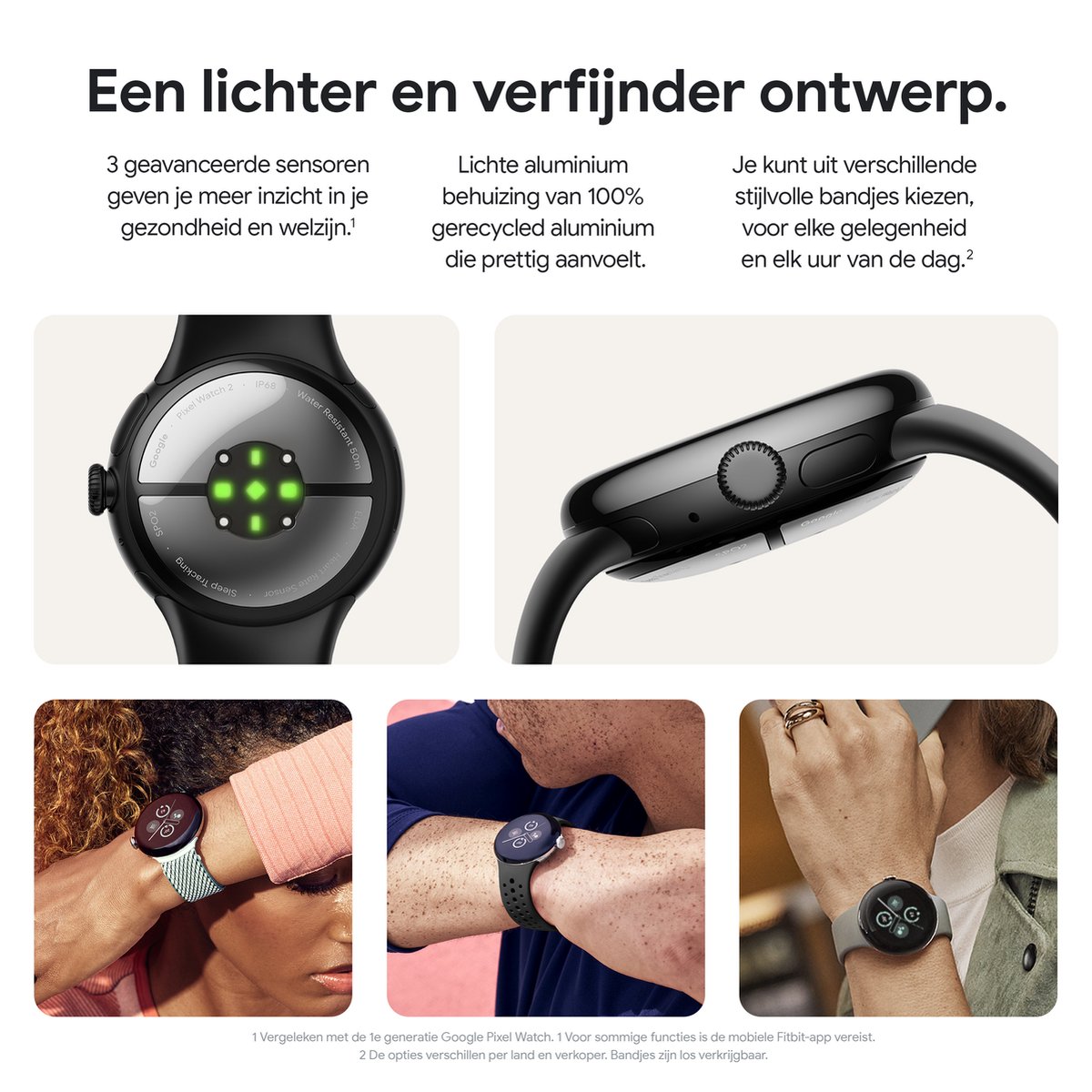 Google Pixel Watch 2 - Zwart - Met GPS - Hartslagmonitor - Stressmanagement - Zwarte Siliconenband