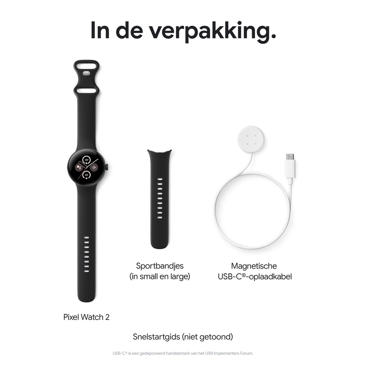 Google Pixel Watch 2 - Zwart - Met GPS - Hartslagmonitor - Stressmanagement - Zwarte Siliconenband