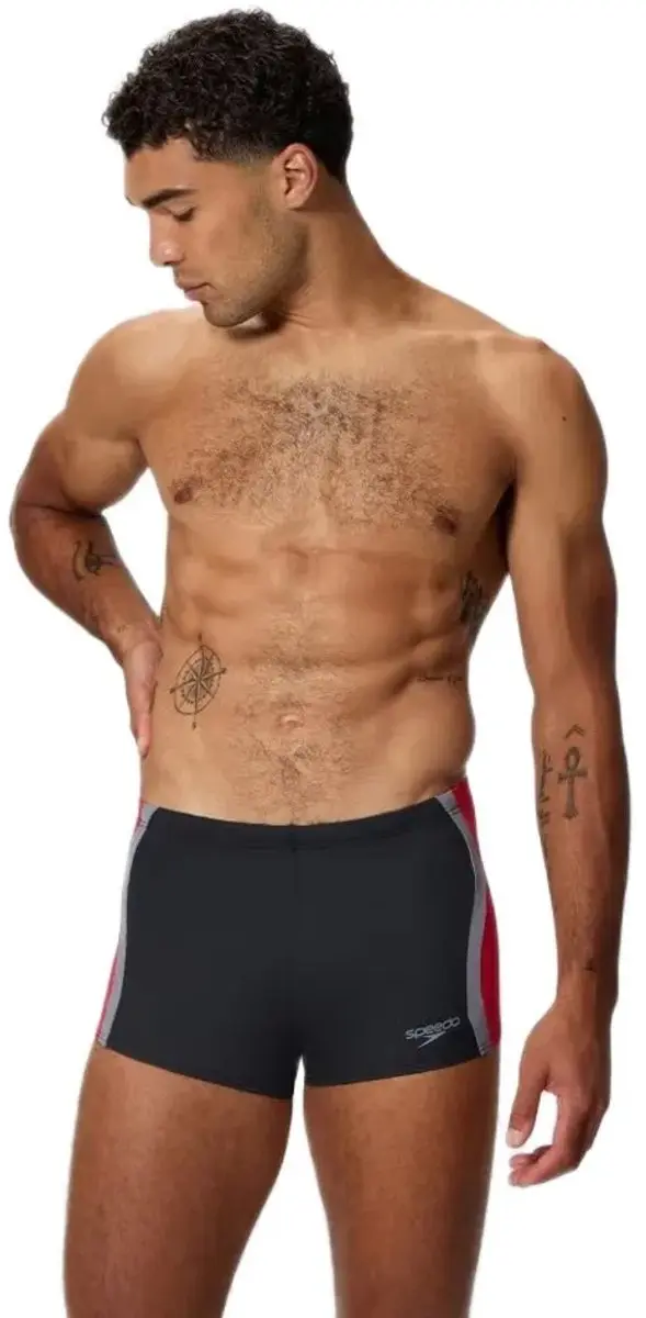 Speedo Solid Splice Aquashort Heren - S - Zwart/Rood