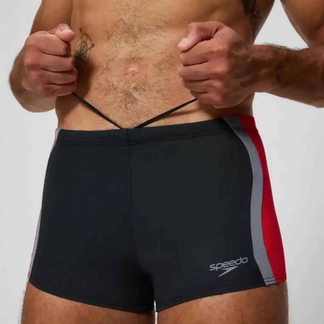 Speedo Solid Splice Aquashort Heren - S - Zwart/Rood