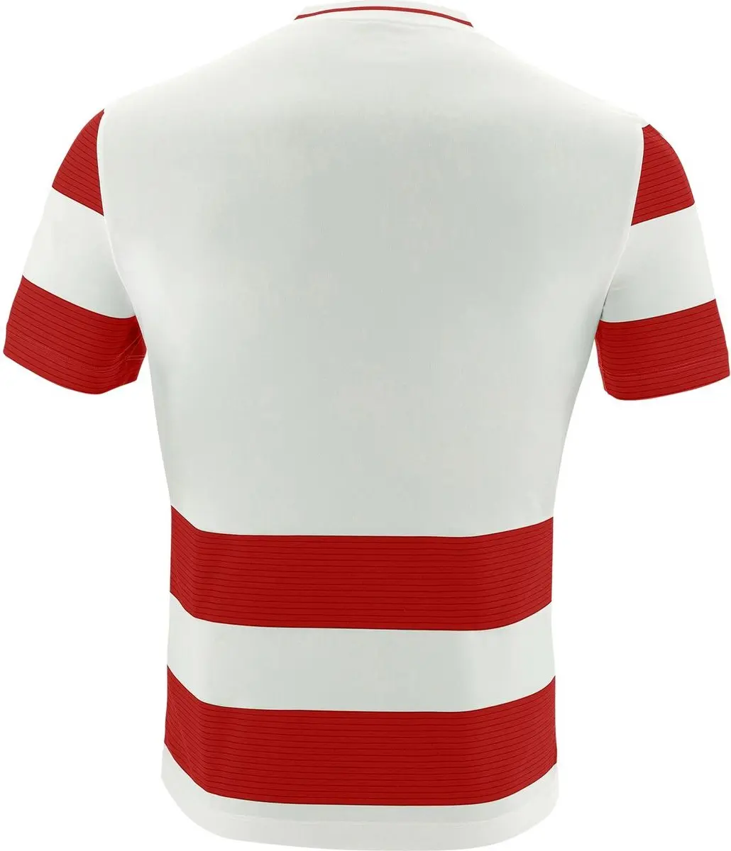 Macron Alcyon Heren Shirt Korte Mouw - Wit/Rood - 3XL
