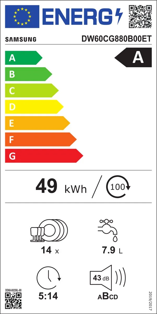 Samsung DW60CG880B00ET Inbouwvaatwasser 14 Couverts