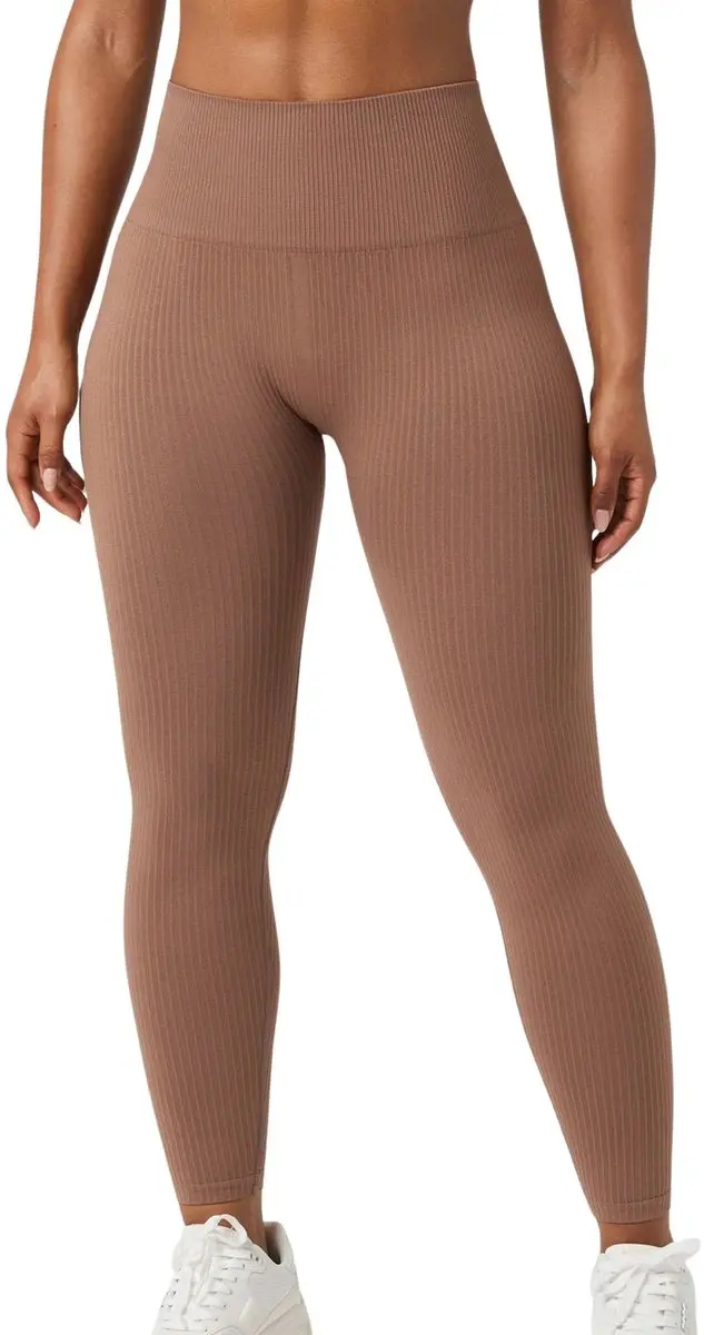 Björn Borg Studio Seamless Ribbed Tight Dames XL - Trainingsbroek - Bruin